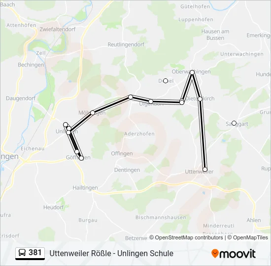 381 Bus Line Map