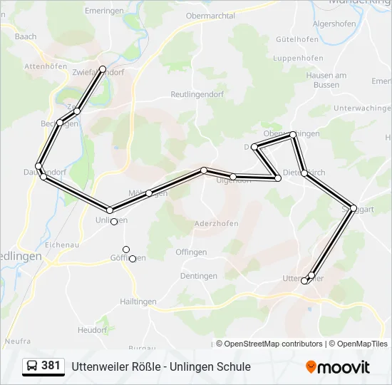 381 Bus Line Map