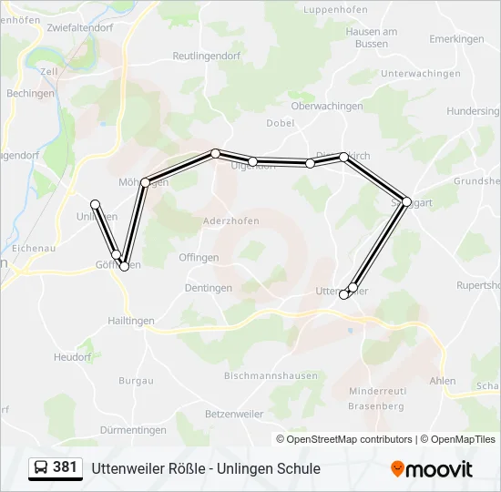 381 Bus Line Map