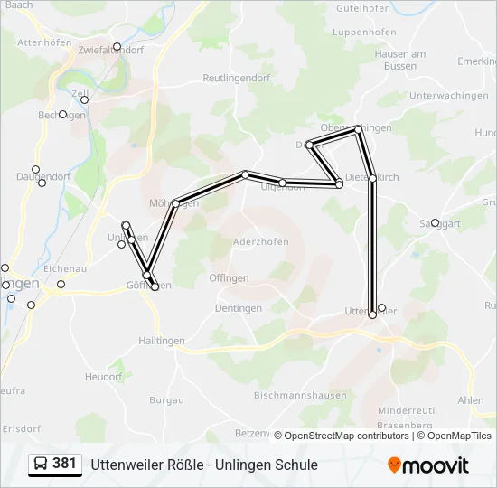 381 Bus Line Map