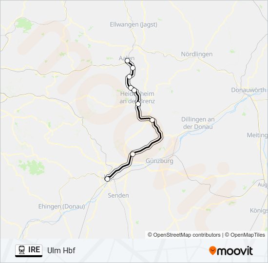 Поезд IRE: карта маршрута