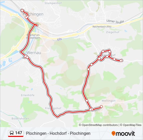 147 bus Line Map