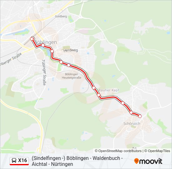 X16 Bus Line Map