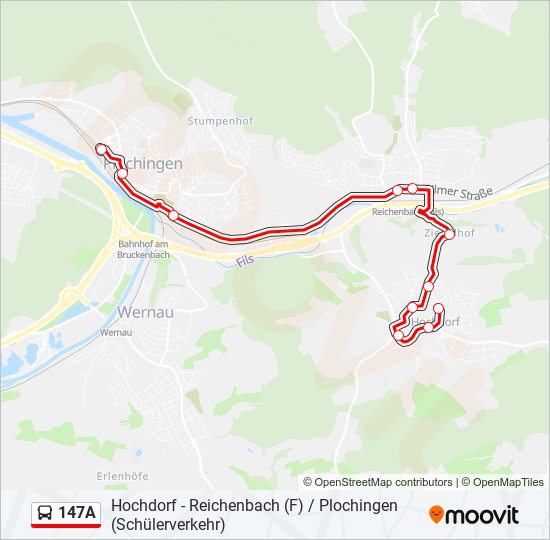 147A bus Line Map