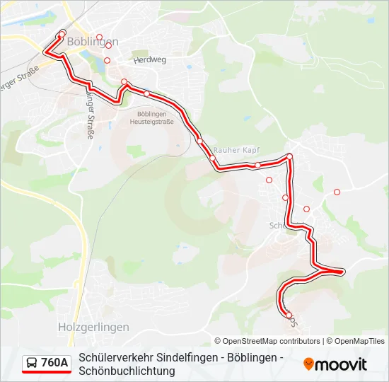 760A Bus Line Map