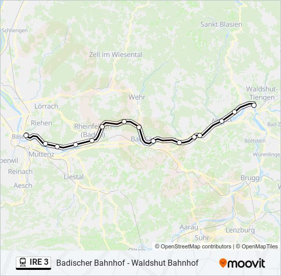 Поезд IRE 3: карта маршрута