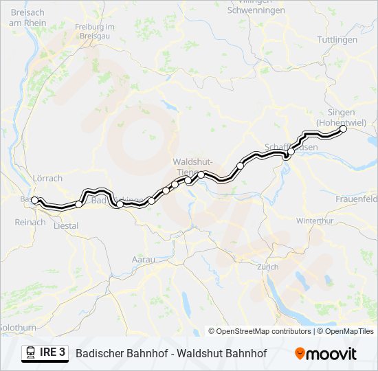 Поезд IRE 3: карта маршрута