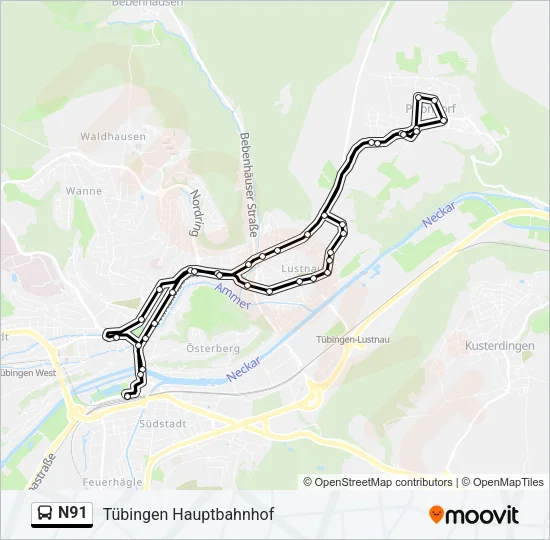 N91 Bus Line Map