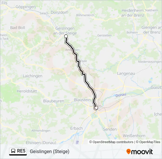 RE5 Bus Line Map