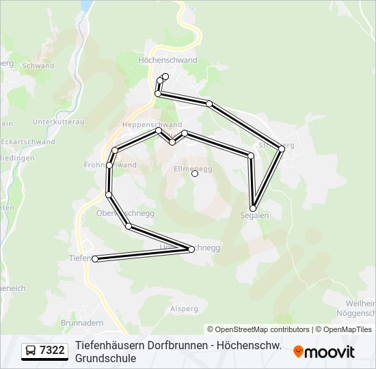 Автобус 7322: карта маршрута