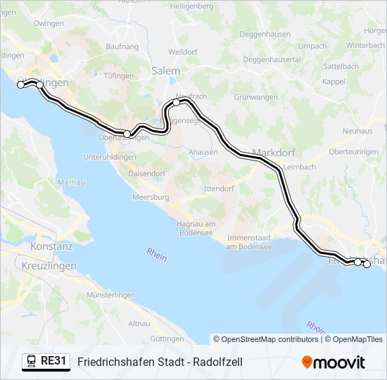Поезд RE31: карта маршрута