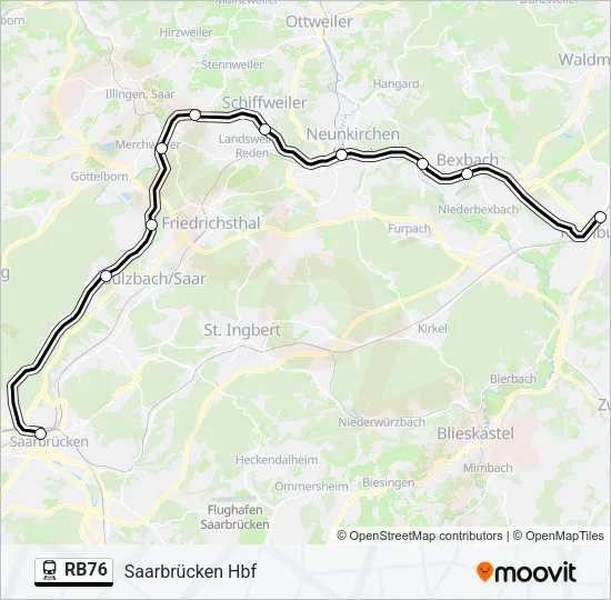 Bahnlinie RB76 Karte