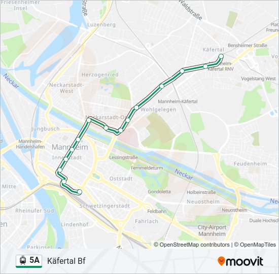 Трамвай 5A: карта маршрута