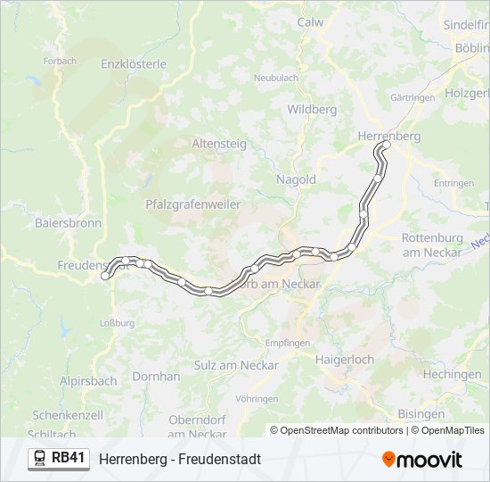 Поезд RB41: карта маршрута