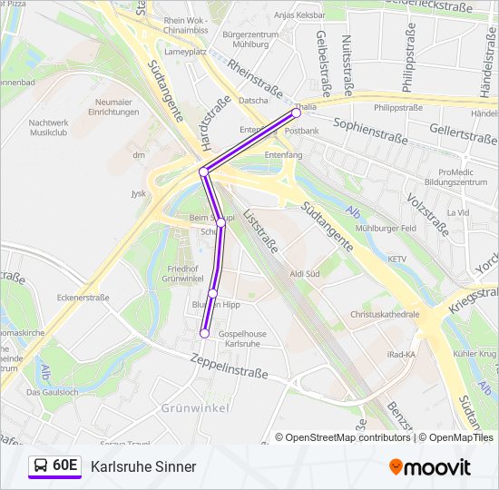 60E Bus Line Map