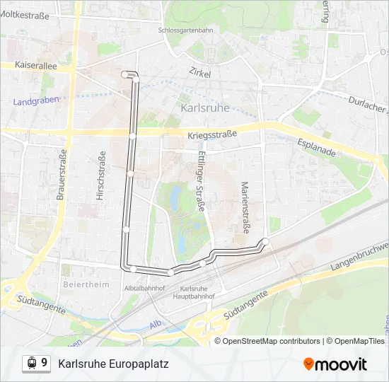 Трамвай 9: карта маршрута