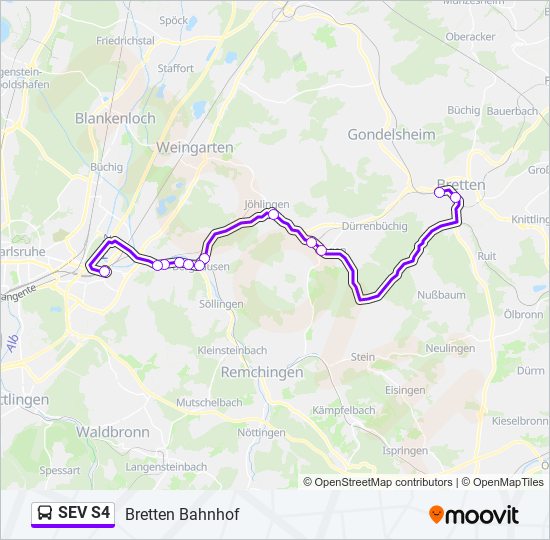 Автобус SEV S4: карта маршрута