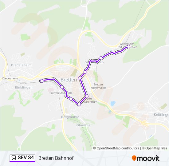 Автобус SEV S4: карта маршрута