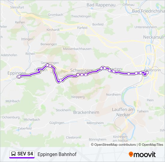 Автобус SEV S4: карта маршрута