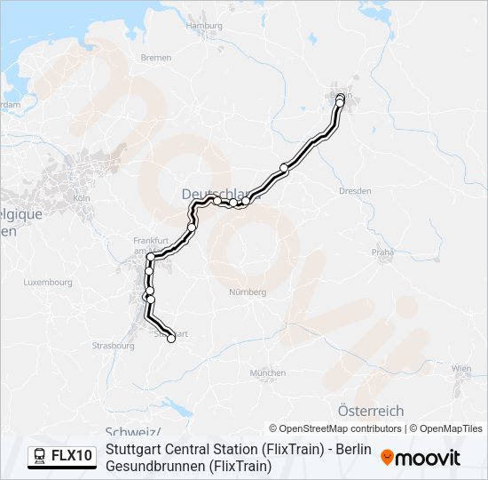 FLX10 Train Line Map