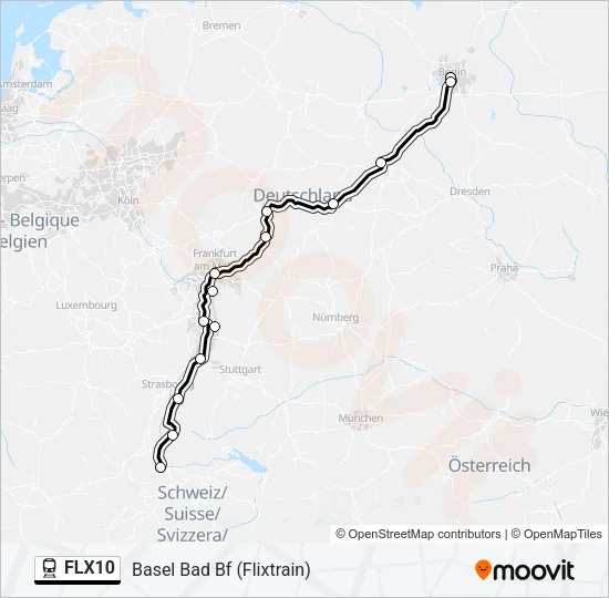 Bahnlinie FLX10 Karte