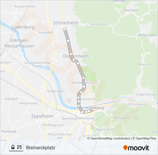 Straßenbahnlinie 25 Karte