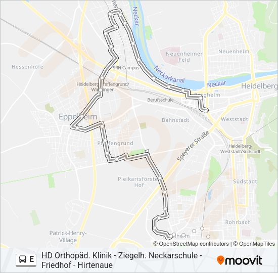 Автобус E: карта маршрута