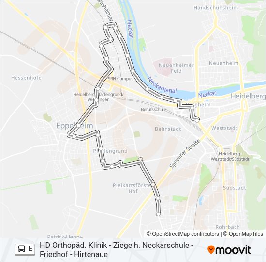 Автобус E: карта маршрута