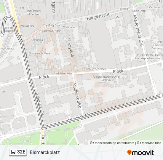 32E Bus Line Map