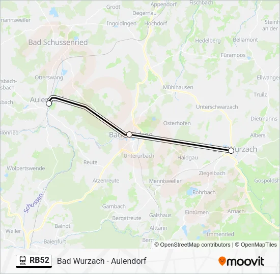 Поезд RB52: карта маршрута