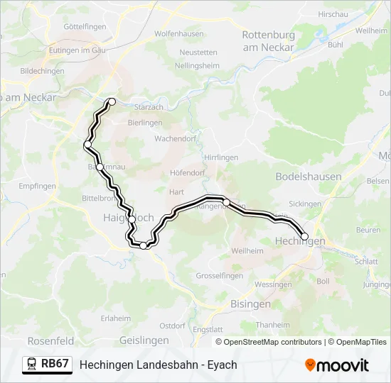 Bahnlinie RB67 Karte