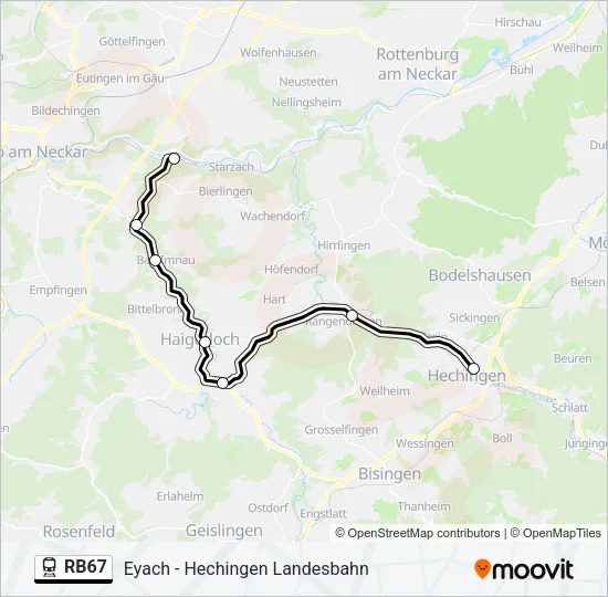 Bahnlinie RB67 Karte