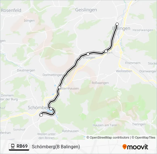 Поезд RB69: карта маршрута