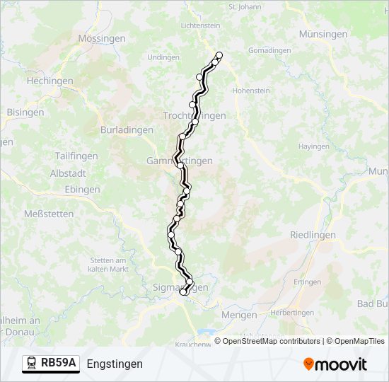 Поезд RB59A: карта маршрута