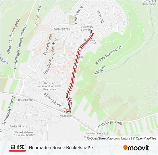 65E Bus Line Map