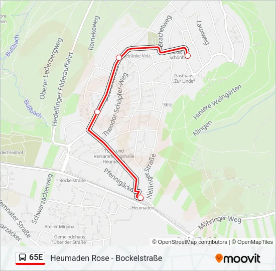 65E Bus Line Map