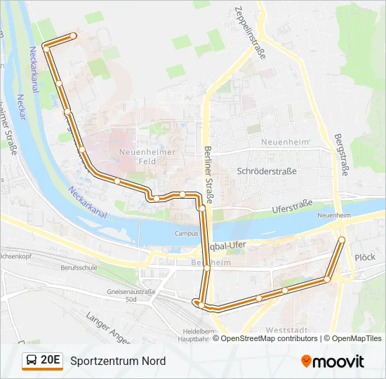 20E Bus Line Map