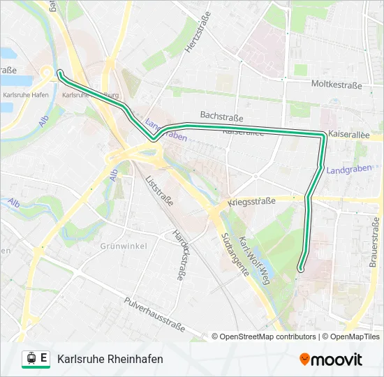 Трамвай E: карта маршрута