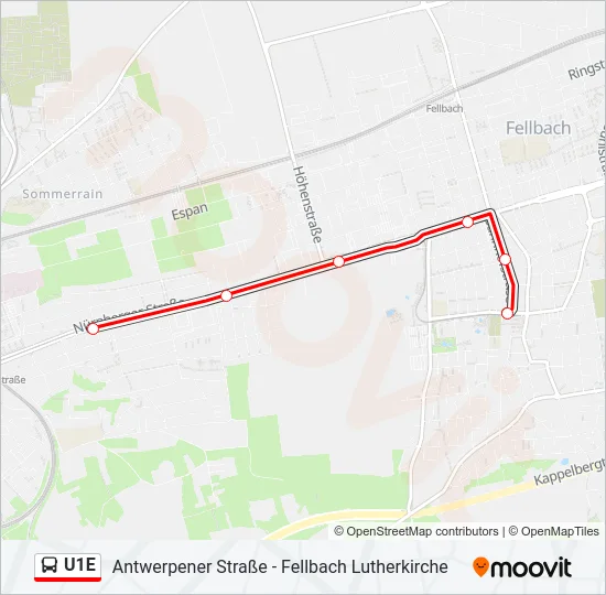 U1E Bus Line Map