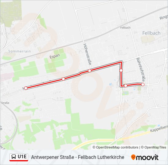 U1E Bus Line Map