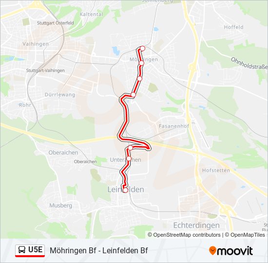 U5E Bus Line Map