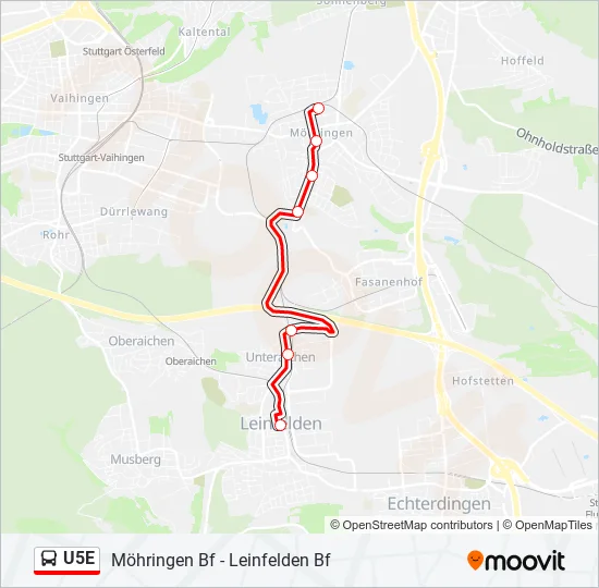 U5E Bus Line Map
