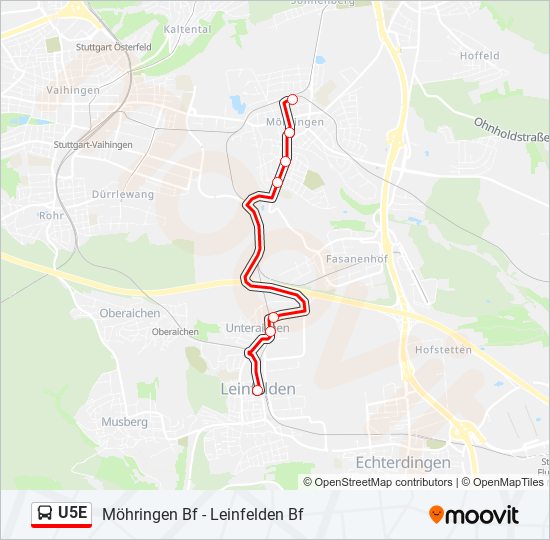 U5E bus Line Map