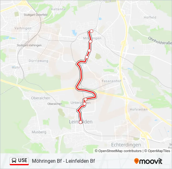 U5E Bus Line Map