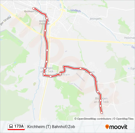 173A Bus Line Map