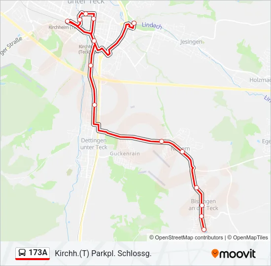 173A Bus Line Map