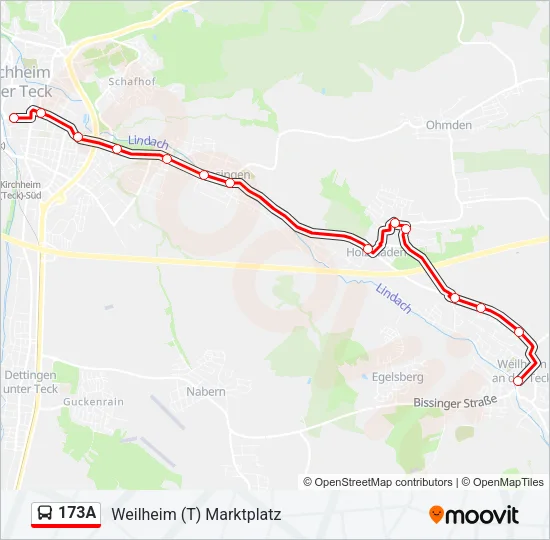 173A Bus Line Map