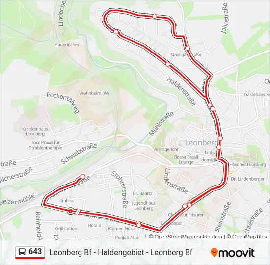 643 Bus Line Map