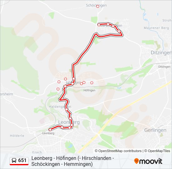 651 bus Line Map