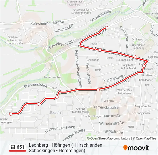 651 Bus Line Map